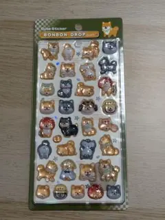 ボンボンドロップシール　芝犬　和柄