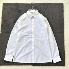 オリヒカ【M】白 長袖レギュラーカラーシャツ フロントボタン 春秋 仕事着のサムネイル