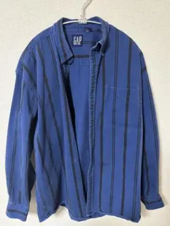OLD GAP ストライプシャツ ブルー 墨黒 オーバーサイズ