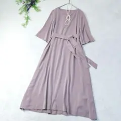ロペピクニック✨グロッシーエステルツイルワンピース リボン 38 ピンク 洗える