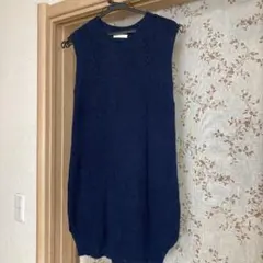 スタディオクリップ綿麻チュニックネイビー