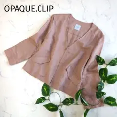 オペークドットクリップ ノーカラージャケット 麻混 38 ワールド OPAQUE