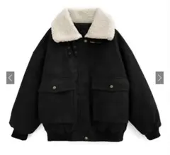 ボア襟付きカジュアルジャケット ブラック・グレー