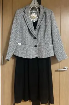 セットアップ　5点セット　17ABR コサージュ付　17号　ツイード風