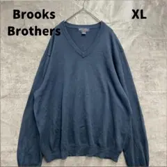 ブルックスブラザーズ 人気 紺Vネックセーター XL 定番 シンプル【7022】