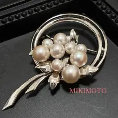 【ミキモト✨花珠級】あこや真珠 ブローチ 6P オーロラパール リーフ 干渉色◎ ミキモト✨花珠級】あこや真珠 ブローチ 6P オーロラパール リーフ