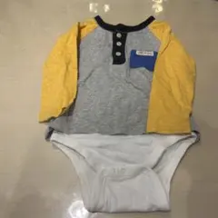 GAP 長袖ロンパース グレー/イエロー