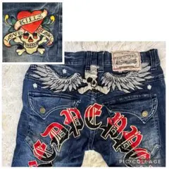 【レア】REDPEPPER × ed hardyコラボ　刺繍 スカル　ジーンズ