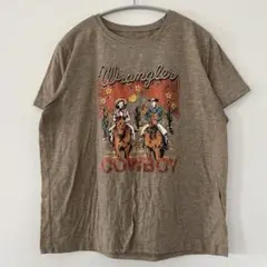 SHEINシーイン【L】カウボーイプリントTシャツ カジュアル ヴィンテージ風