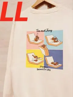 トムとジェリー ジェリー バックプリント 裏起毛トレーナーLL