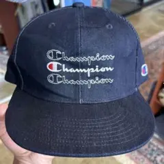 CHAMPION 企業ロゴ メッシュキャップ ブラック ヴィンテージ usa製