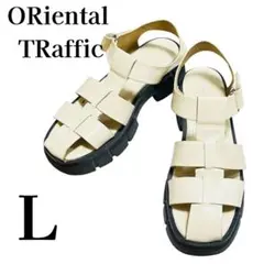 【美品】オリエンタルトラフィック 厚底ワイドストラップグルカサンダル L 白