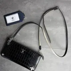 【極美品】A.D.M.J. ショルダーウォレット クロコ型押し クリスタル ビー