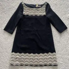 MERCURYDUO紺 レース装飾 ワンピース