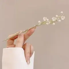 かんざし 一本挿し 髪飾り 梅 花 パール ゴールド 結婚式 和装 留袖 着物