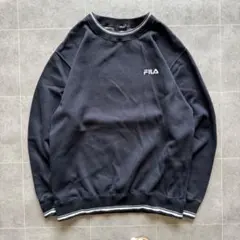 FILA スウェット トレーナー ワンポイントロゴ ブラック L
