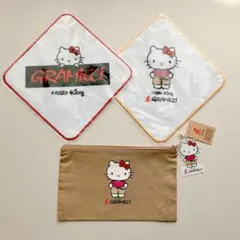 新品×3 グラミチ×ハローキティ コラボ ポーチ/ハンドルタオル 日本限定