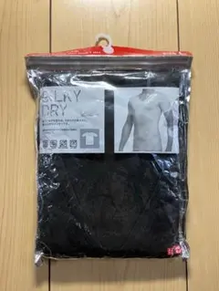 新品未使用　ユニクロ　シルキードライVネック（半袖）L 09BLACK