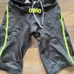 arena 競泳水着 黒と黄緑 SS