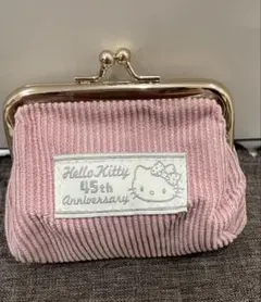 ハローキティ 45周年記念 がま口ポーチ ピンク コーデュロイ - メルカリ
