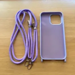 iPhone14Pro MAX ケース　ストラップ付き　パープル