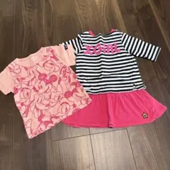X-girl エックスガール　ボーダーワンピ　ミッキー 　Tシャツ　3T 95