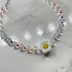 ニコちゃんネックレス　スマイル　韓国アクセサリー　ハンドメイド　ストリート