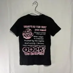 英字プリント Tシャツ ブラック Y2K グランジ パンク M 0157