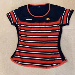 ellesse 半袖Tシャツ Mサイズ 赤黒ストライプ