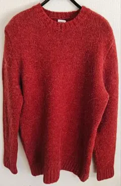 ZARA メンズ ニット セーター L 赤 アルパカ混 クルーネック 冬
