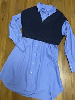 美品　Mystrada ニットベスト付き　シャツワンピース　セット　チュニック春