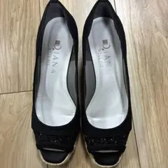 DIANA ブラック オープントゥ ハイヒール