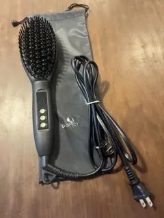 美品 ブラシヘアアイロン ブラック 収納袋付き