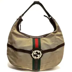 GUCCI ベージュキャンバスショルダーバッグ