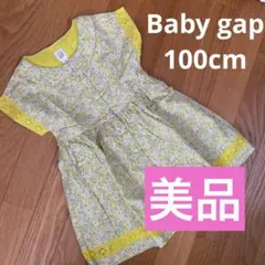 【美品】baby gap 100cm 小花柄　ワンピース　イエローのサムネイル