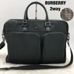 A4サイズ収納可✨ バーバリーブラックレーベル 2way ノバチェック ブラック