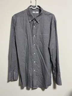 UNIQLO ネイビーとホワイトのチェック柄長袖シャツ　Lサイズ