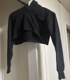 【ZARA/ザラ 】ブラック クロップド丈 裏起毛パーカー