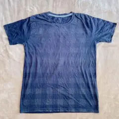 メンズ レディース ネイビー チェック柄 Tシャツ 古着