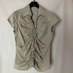 【NARACAMICE 】半袖ブラウス　フリル　ベージュ サイズI