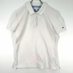 トミーヒルフィガーS レディース ゴルフ ポロシャツ ホワイト ロゴ TOMMY