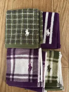 ポロ・ラルフ・ローレン チェック柄タオルハンカチ4枚セット