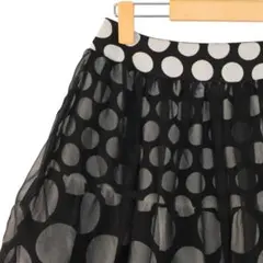 【美品】ロイスクレヨン チュールドット柄ミニスカート 日本製 ナチュラル 上品