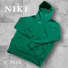 NIKE スウェット　パーカー裏起毛　刺繍ロゴ　グリーン　Sサイズ