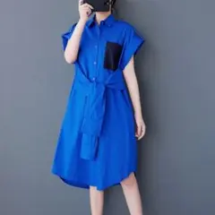 新作 オシャレデザイン シャツワンピース 個性的なデザイン ゆったり 無地