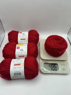 DAISO Acrylic Yarn アクリルヤーン レッド A5 3玉 毛糸