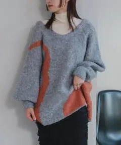 Kastane ブークレリバーシブルニット グレー