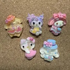 1点のみ　サンリオ/推し活キャラクター型/デコレーションパーツ/5個セット/縦穴