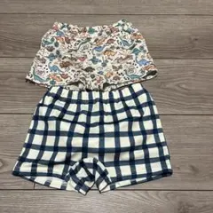 恐竜　チェック柄　男の子　キッズ水着　90