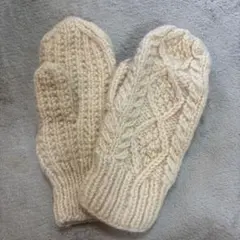 John molloy ウール ケーブル編み ミトン アイボリー
